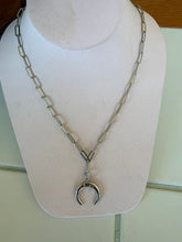 Load image into Gallery viewer, Rainbow Gem Crescent Charm Necklace