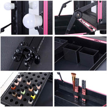 Load image into Gallery viewer, Byootique Rolling Studio Makeup Case with Lighted Mirror &amp; Legs, XL
