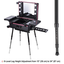 Load image into Gallery viewer, Byootique Rolling Studio Makeup Case with Lighted Mirror &amp; Legs, XL