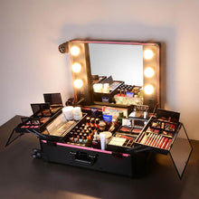Load image into Gallery viewer, Byootique Rolling Studio Makeup Case with Lighted Mirror &amp; Legs, XL