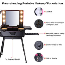 Load image into Gallery viewer, Byootique Rolling Studio Makeup Case with Lighted Mirror &amp; Legs, XL