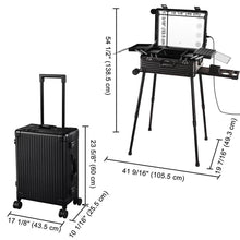 Load image into Gallery viewer, Byootique Rolling Makeup Case with Lighted Mirror &amp; Legs 24 inch