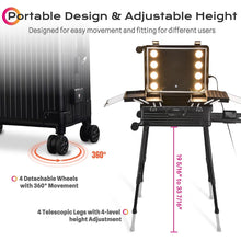 Load image into Gallery viewer, Byootique Rolling Makeup Case with Lighted Mirror &amp; Legs 24 inch
