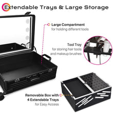 Load image into Gallery viewer, Byootique Rolling Makeup Case with Lighted Mirror &amp; Legs 26 inch