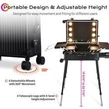 Load image into Gallery viewer, Byootique Rolling Makeup Case with Lighted Mirror &amp; Legs 26 inch