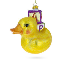 Load image into Gallery viewer, Educational Yellow Duck with ABC Blocks Glass Christmas Ornament