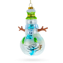Load image into Gallery viewer, Snowman with Winter Village Painting Glass Christmas Ornament
