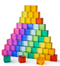Load image into Gallery viewer, **Pre-order (Ships in 3-4 Weeks)**60 Pcs Rainbow Translucent Lucite Cubes Set with Storage Tray