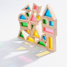 Load image into Gallery viewer, **Pre-order (Ships in 2-3 Weeks)**24 Pcs Rainbow Acrylic Sensory Wooden Building Blocks