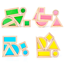 Load image into Gallery viewer, **Pre-order (Ships in 2-3 Weeks)**24 Pcs Rainbow Acrylic Sensory Wooden Building Blocks