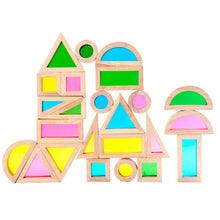 Load image into Gallery viewer, **Pre-order (Ships in 2-3 Weeks)**24 Pcs Rainbow Acrylic Sensory Wooden Building Blocks