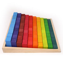 Load image into Gallery viewer, **Pre-order (Ships in 2-3 Weeks)**100 Pcs STAINED Large Stepped Counting Wooden Stacking Blocks