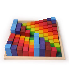 Load image into Gallery viewer, **Pre-order (Ships in 2-3 Weeks)**100 Pcs STAINED Large Stepped Counting Wooden Stacking Blocks