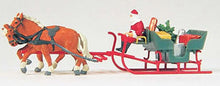 Load image into Gallery viewer, Preiser 30448 HO Scale Horse Drawn Sleigh -- Father Christmas &amp; Parcels