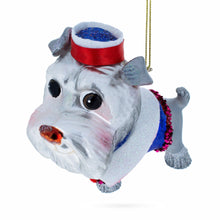 Load image into Gallery viewer, Dapper Schnauzer Sporting a Hat Glass Christmas Ornament