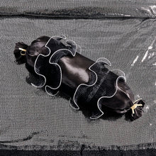 Load image into Gallery viewer, Tache Luxurious Glam Night Out Silver Sequin Black Organza Ruffle 6pc Comforter Set (1622)