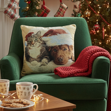 Load image into Gallery viewer, Tache Best Friend Pets Dog and Cat Christmas Tapestry Woven Throw Pillow Cover (16461)