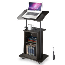 Load image into Gallery viewer, Yescom Height-Adjustable Rolling Laptop Cart with Storage