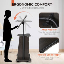 Load image into Gallery viewer, Yescom Height-Adjustable Rolling Laptop Cart with Storage