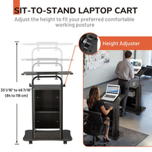 Load image into Gallery viewer, Yescom Height-Adjustable Rolling Laptop Cart with Storage