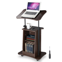 Load image into Gallery viewer, Yescom Height-Adjustable Rolling Laptop Cart with Storage