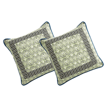 Load image into Gallery viewer, Tache Cotton Patchwork Teal Blue Green Paisley Bohemian Ocean Cushion Cover 2-Pieces (JHW-888)