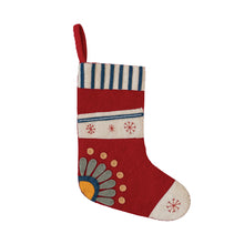 Load image into Gallery viewer, 18&quot; Handmade Wool Felt Stocking w/ Embroidered Snowflakes &amp; Flower