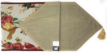 Load image into Gallery viewer, Tache Floral Red Roses Hummingbirds Ivory Woven Tapestry Table Runner (18109)