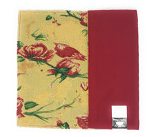 Load image into Gallery viewer, Tache Floral Red Roses Hummingbirds Golden Woven Tapestry Placemat Set (18115)