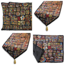 Load image into Gallery viewer, DaDa Bedding Set of 8 Pieces Ethnic Ornaments Table Woven Black Tapestry - 4 Placemats, 2 Table Runners, 2 Throw Pillow Covers (18118)