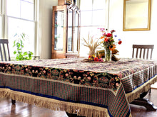 Load image into Gallery viewer, Tache Elegant Black Ornate Paisley Woven Tapestry Tablecloth (18192)