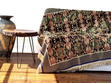 Load image into Gallery viewer, Tache Elegant Black Ornate Paisley Woven Tapestry Tablecloth (18192)