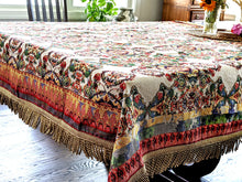 Load image into Gallery viewer, Tache Elegant Ivory Colorful Ornate Paisley Woven Tapestry Tablecloth (18193)