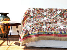 Load image into Gallery viewer, Tache Elegant Ivory Colorful Ornate Paisley Woven Tapestry Tablecloth (18193)