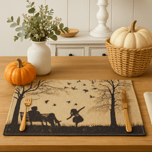 Load image into Gallery viewer, DaDalogy Bedding Set of 4 Pieces Autumn Birds Blessing Tapestry Dining Placemats 13” x 19” (Thanksgiving)