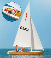 Load image into Gallery viewer, Preiser 10681 HO Scale Korsar Sailboat w/4 Sailors -- Sails Up