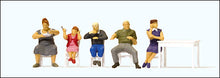 Load image into Gallery viewer, Preiser 10577 HO Scale Pedestrians -- At the Table pkg(5) w/Table &amp; Chairs