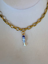 Load image into Gallery viewer, Blue and White Sardine Charm Necklace