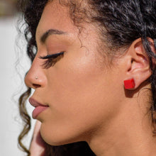 Load image into Gallery viewer, Light Red Frosted Midi Cube Stud Earrings