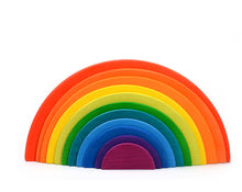 Load image into Gallery viewer, **Pre-order (Ships in 1-2 Weeks)**11 Pcs Large Wooden Rainbow Stacking Semi-circles Building Boards Set in Primary Colors