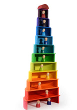 Load image into Gallery viewer, **Pre-order (Ships in 2-3 Weeks)**12 Pcs Large Wooden Rainbow Stacking Blocks in Primary Colors