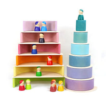 Load image into Gallery viewer, 12 Pcs Large Wooden Rainbow Stacking Blocks in Pastel/Macaron Colors