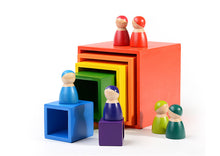 Load image into Gallery viewer, **Pre-order (Ships in 1-2 Weeks)**12-Piece Rainbow Wooden Peg Dolls – Primary Color