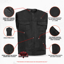 Load image into Gallery viewer, Men's Black Leather Motorcycle Vest with Upgraded Style