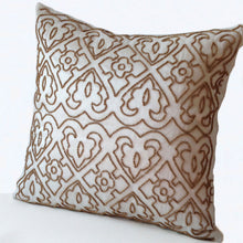 Load image into Gallery viewer, Gold Ivory Throw Pillow Case, Gold Beads Designer Pillows, Bed Sofa Couch Pillow,Decorative pillow