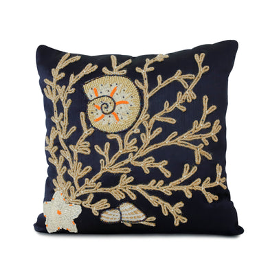 Coral Pillow Cover, Silk Nautical Oceanic Sea Pillow Case