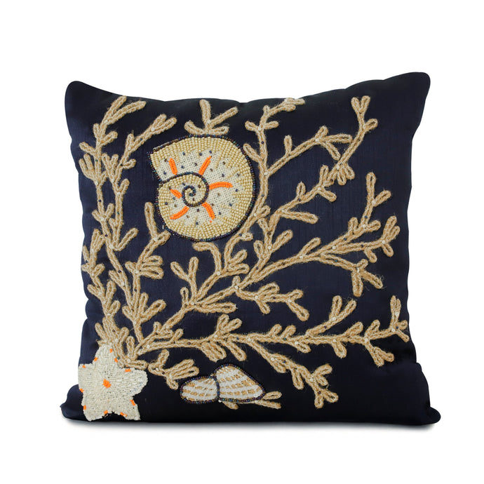 Coral Pillow Cover, Silk Nautical Oceanic Sea Pillow Case
