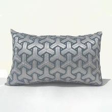 Load image into Gallery viewer, Japanese Sashiko Design Gray Silk Pillow Case With Gray Beads Embroidery, Decorative Throw Cushion Cover