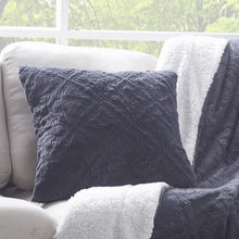 Load image into Gallery viewer, Tache Faux Fur Steel Navy Blue Diamond Trellis Pattern Cushion Cover / Euro Sham (3390)