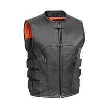 Load image into Gallery viewer, Men's Black Leather SWAT Style Motorcycle Vest